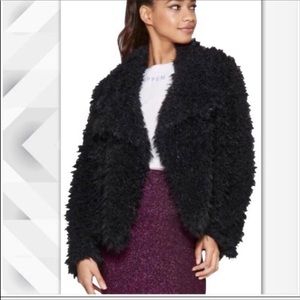 NWT Wild Fable Black Faux Fur Drape Coat